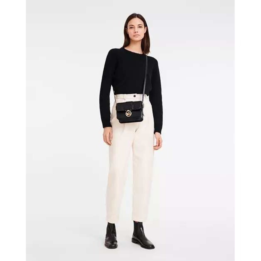 LONGCHAMP Box-Trot Leather Crossbody Bag Black Gold Medallion Flap Classic Small - Picture 3 of 16